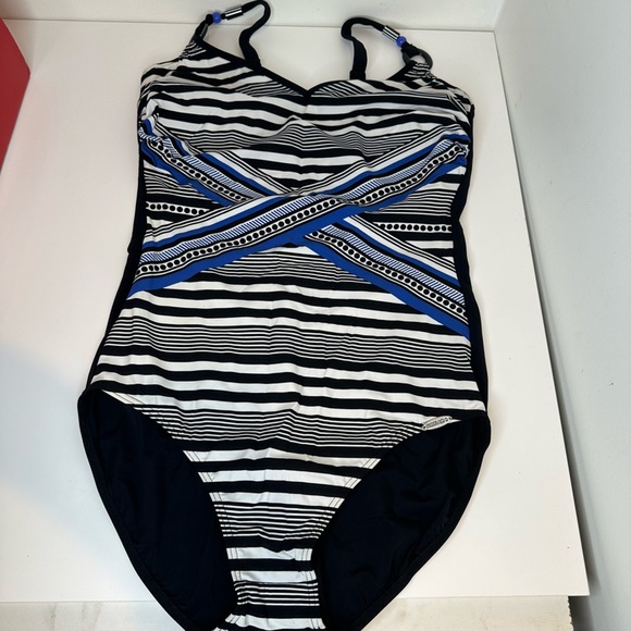 Sunflair black and blue one piece bathing suit nwt - Picture 1 of 9